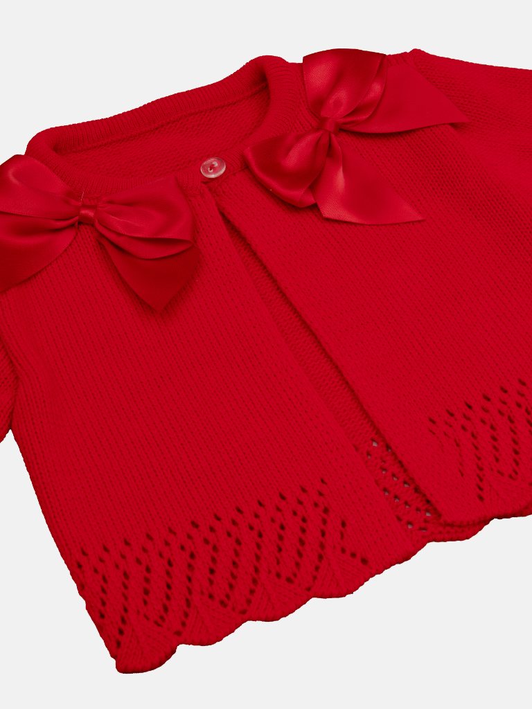 Baby Girl Cardigan with 2 Big Bows - Red