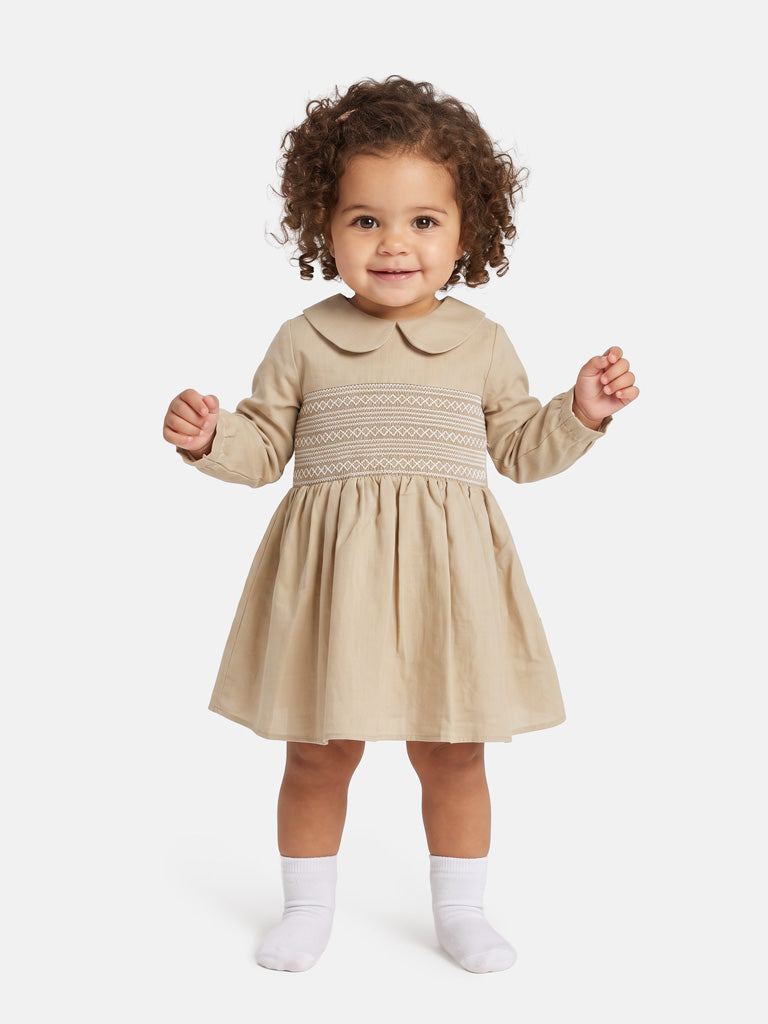 Girl Marissa Collection Smocked Dress Baby & Toddler - Beige