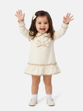 Baby Girl Eliana Collection Ruffle Trim Dress - Beige