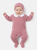 Baby 3-Piece Knitted Set All-In-One with Hat & Booties - Dusty Pink
