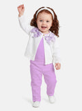 Baby Girl Cardigan with 2 Big Bows - White & Lilac