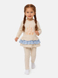 Baby Girl Top & Leggings Set - Castle Collection - Beige