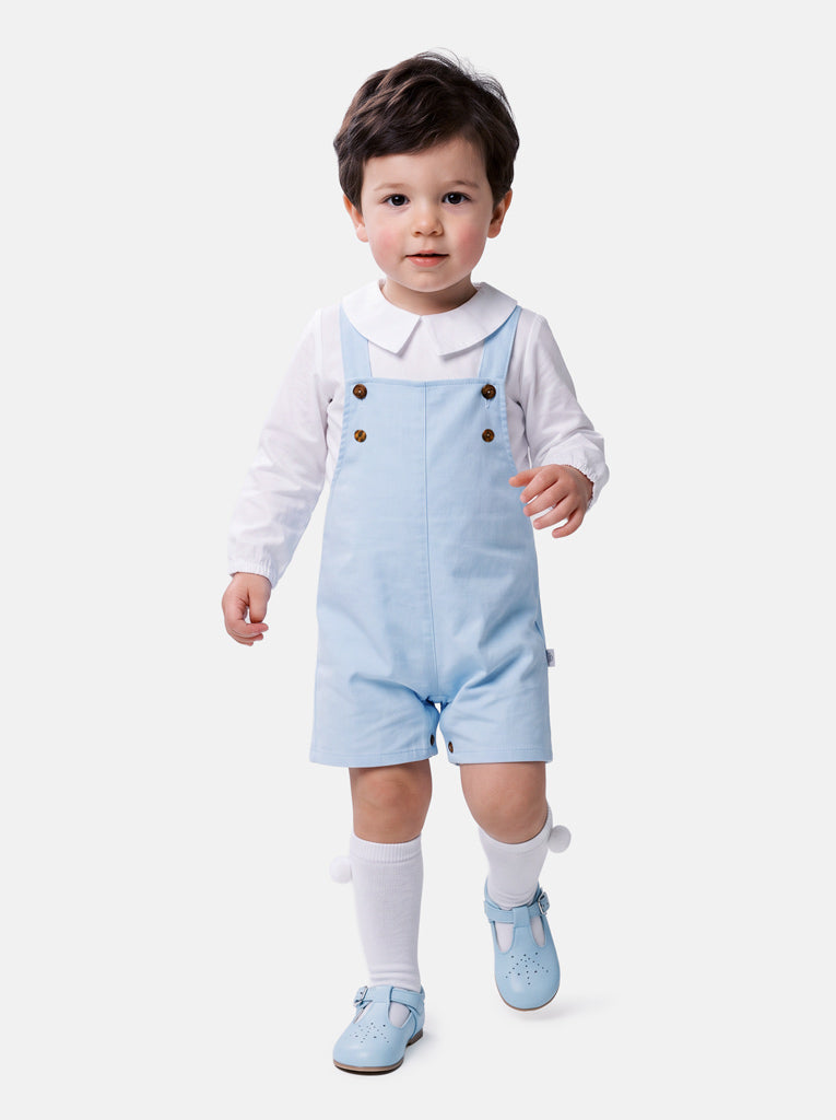 Baby Boy Alejandro Collection Two-Piece Shirt and Short Dungaree Set - Baby Blue