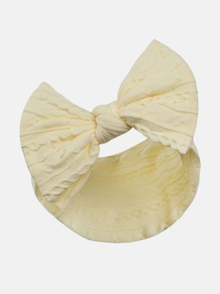 Baby Girl Cable Bow Elastic Headband- Yellow