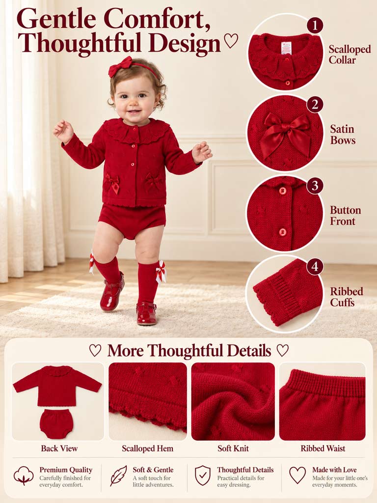 Baby Girl Catarina Collection 2-piece Spanish Knitted Set - Red