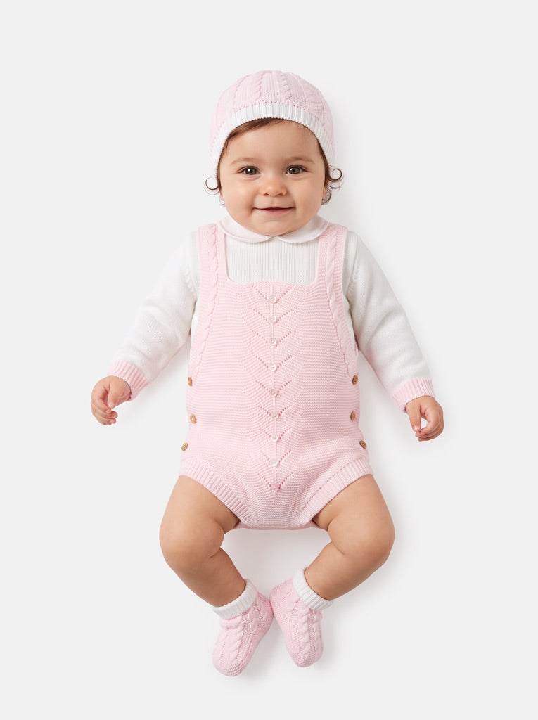 Baby Rafi Collection 4-piece Spanish Knitted Set - Baby Pink