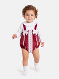 Baby Girl Miracle Collection 2-Piece Set Velvet Romper - Red