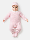 Unisex NOA COLLECTION Knitted All-in-One with Hat - Baby Pink