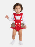 Baby Girl Winter Wonderland Collection Tartan Romper with Frills, Lace and Bows - Red collar