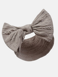 Baby Girl Cable Bow Elastic Headband - Grey