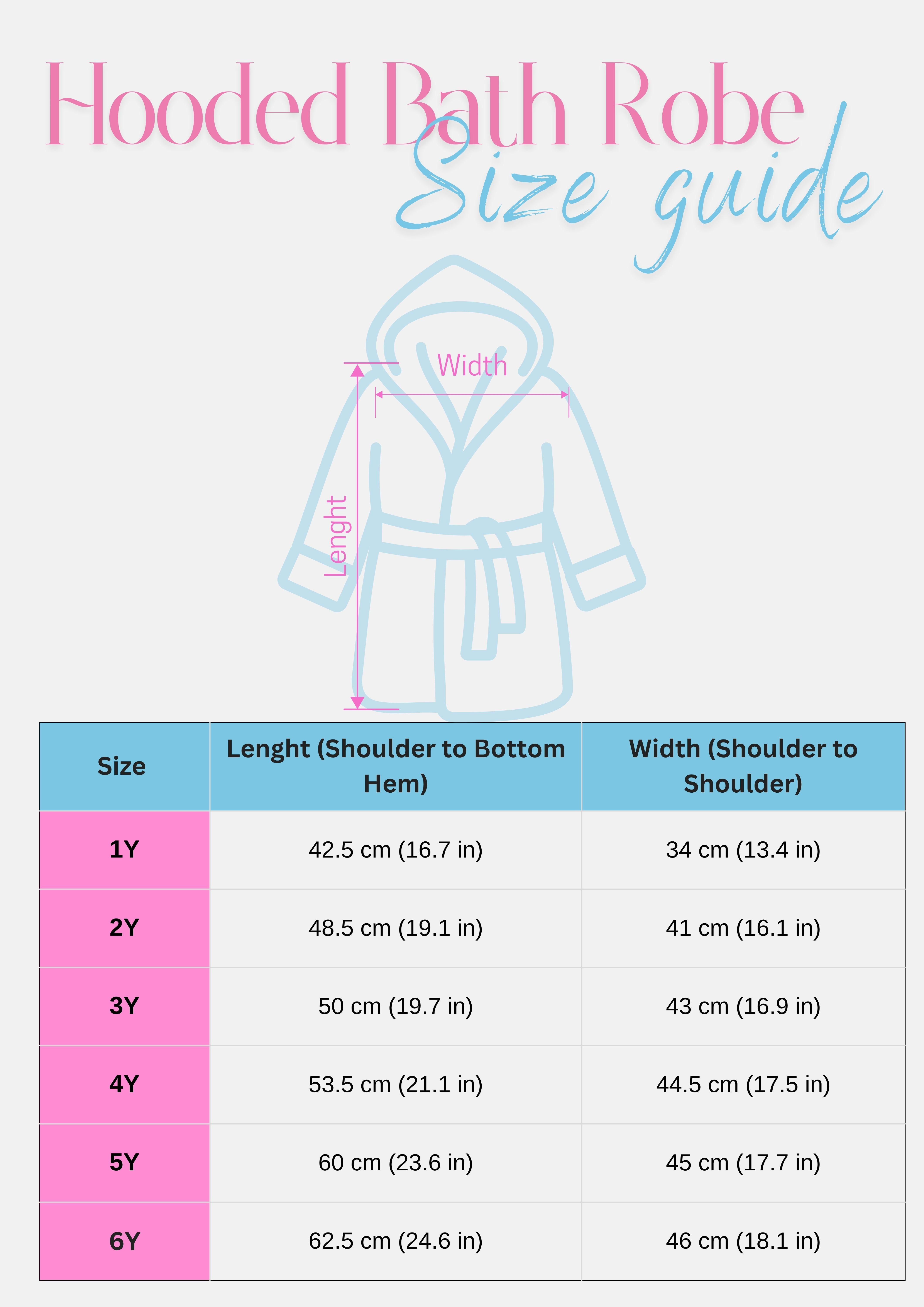 Children's Safari Collection Hooded Bath Robe - Baby Blue
