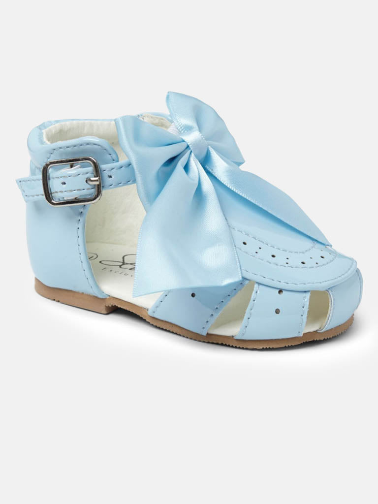 Baby Girl Sevva Sandals with Satin Bow TERRI Collection-Baby Blue