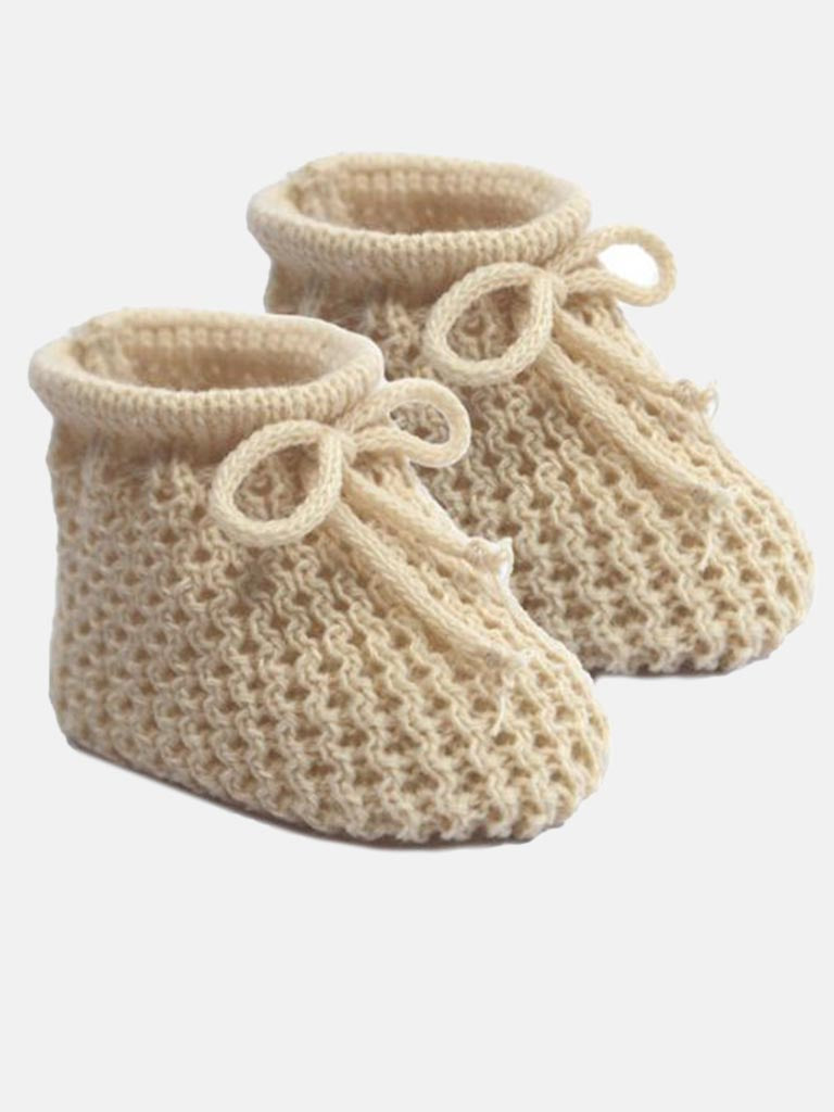 Baby Unisex Knitted Booties-Beige