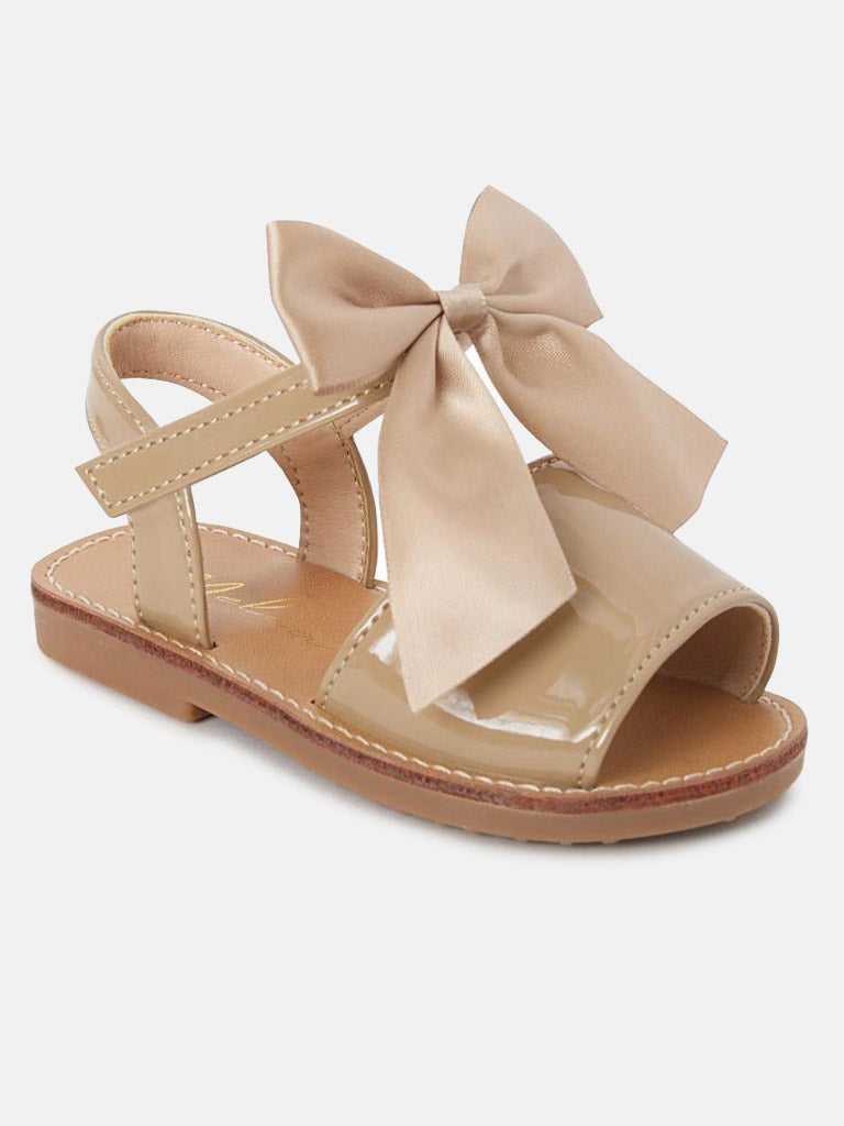 Baby Girl Melia Sandals with Satin Bow MARTINA Collection-Camel