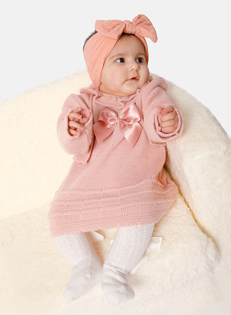 Baby Girl 2-piece Spanish Knitted Dress & Bolero Set - Dusty Pink