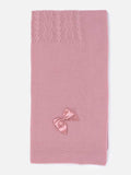 Baby Knitted Spanish Blanket with Satin Bow - Dusty Pink