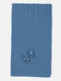 Baby Knitted Spanish Blanket with Satin Bow - Blue