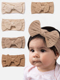 Baby Girl Ribbed Headband with Knotted Single Bow - Nude Tones