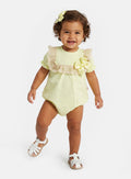 Baby Girl Catalina Collection Romper + Hair Clip Set - Lemon Yellow