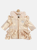Baby Girl Glossy Puffer Hooded MINTINI Jacket - Champagne