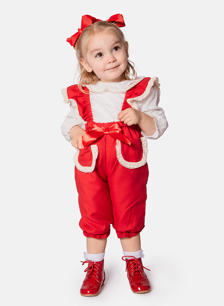 Baby Girl Clara Collection Spanish Dungarees - Red
