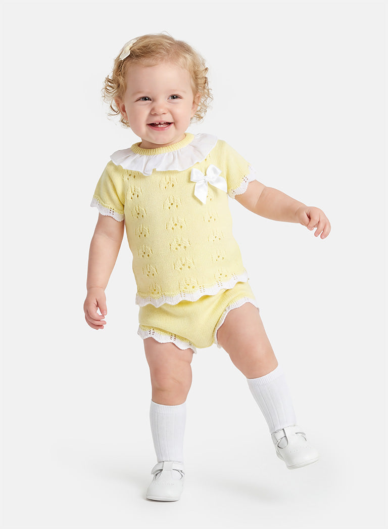 Baby Girl Dalia Collection 2-piece Spanish Knitted Set - Lemon Yellow