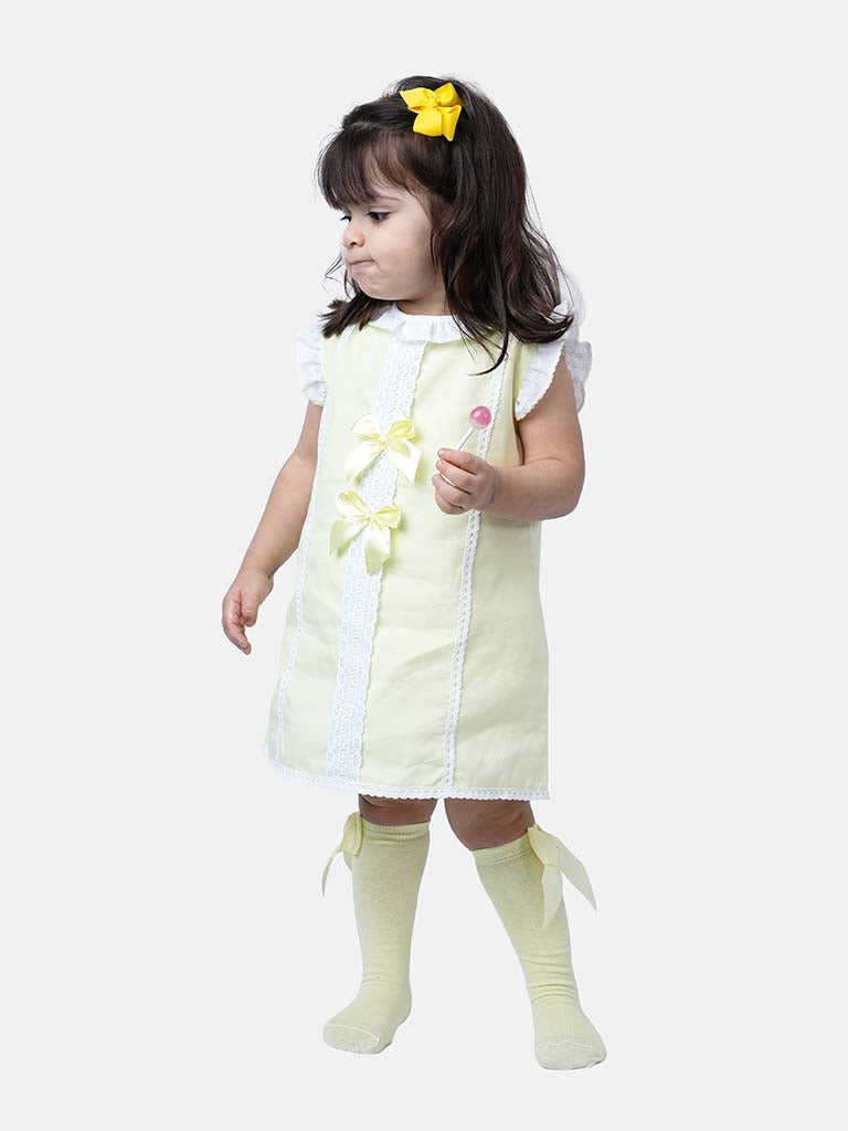 Baby Girl Lia Collection Lemon Yellow Spanish Dress with Bow