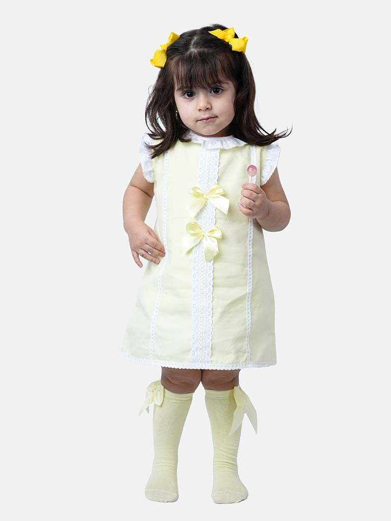 Baby Girl Lia Collection Lemon Yellow Spanish Dress with Bow