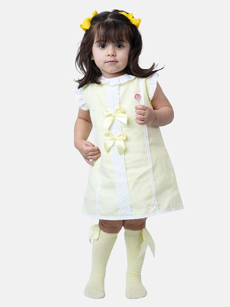 Baby Girl Lia Collection Spanish Dress with Bow-Lemon Yellow