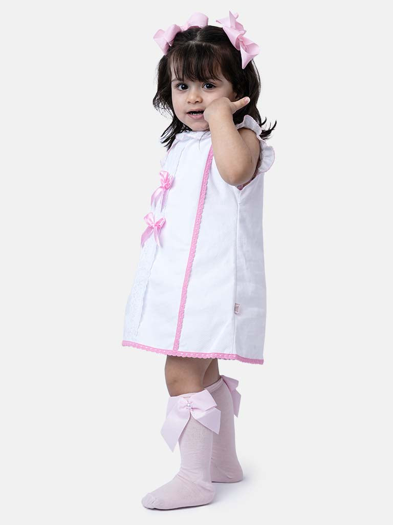 Baby Girl Lia Collection White Spanish Dress with Bows