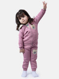 Baby Girl Teddy Long Sleeve Tracksuit 3 Piece Set - Dusty Pink