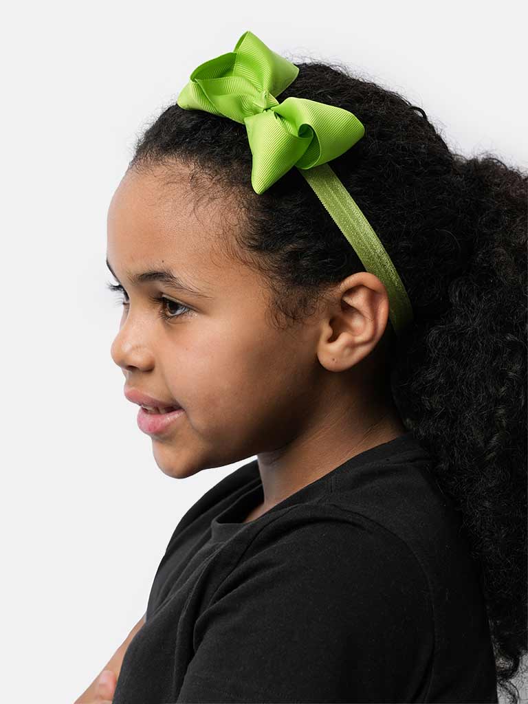 Baby Girl Satin Bow Headband-Lime Green