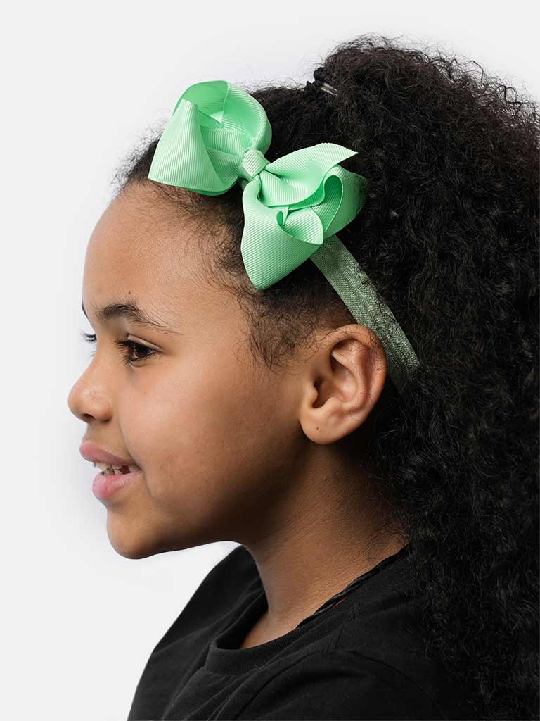 Baby Girl Satin Bow Headband-Mint Green