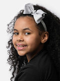 Baby Girl Satin Bow Headband - Light Grey
