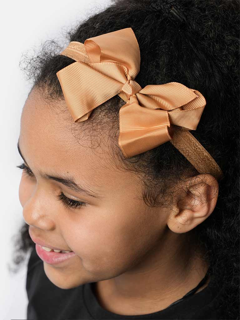 Baby Girl Satin Bow Headband-Mustard