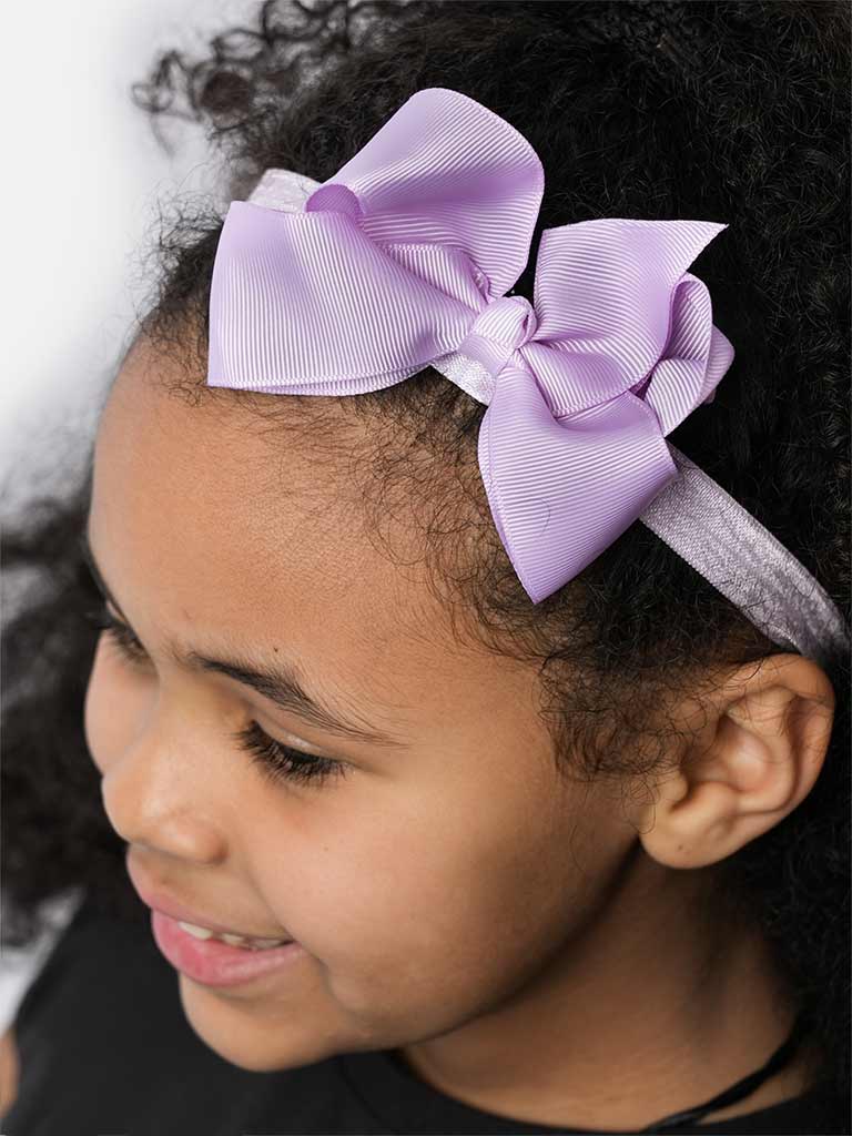 Baby Girl Satin Bow Headband-Lavender