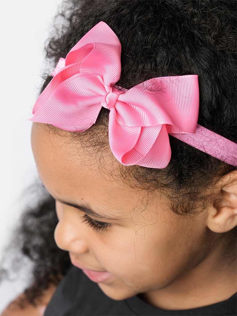 Baby Girl Satin Bow Headband-Pink 2
