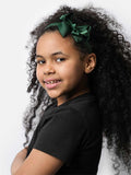 Baby Girl Satin Bow Headband - Emerald Green