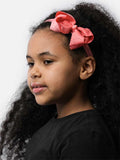 Baby Girl Satin Bow Headband - Salmon Red