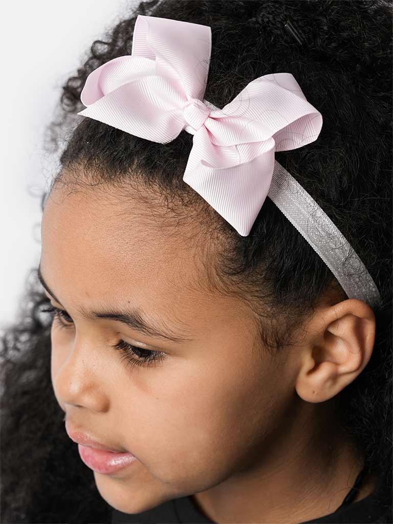 Baby Girl Satin Bow Headband-Baby Pink