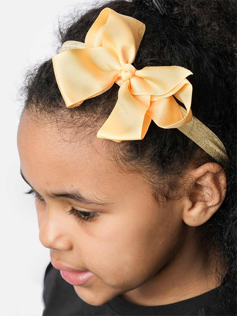 Baby Girl Satin Bow Headband-Sunny Yellow