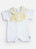 Baby Girl Summer Sleepsuit with Bows-White & Yellow