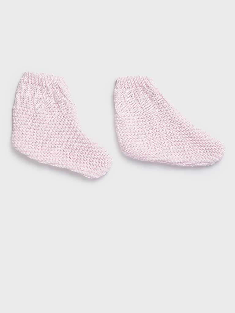 Baby Girl 4-piece Checked Knitted Gift Box Set - Baby Pink