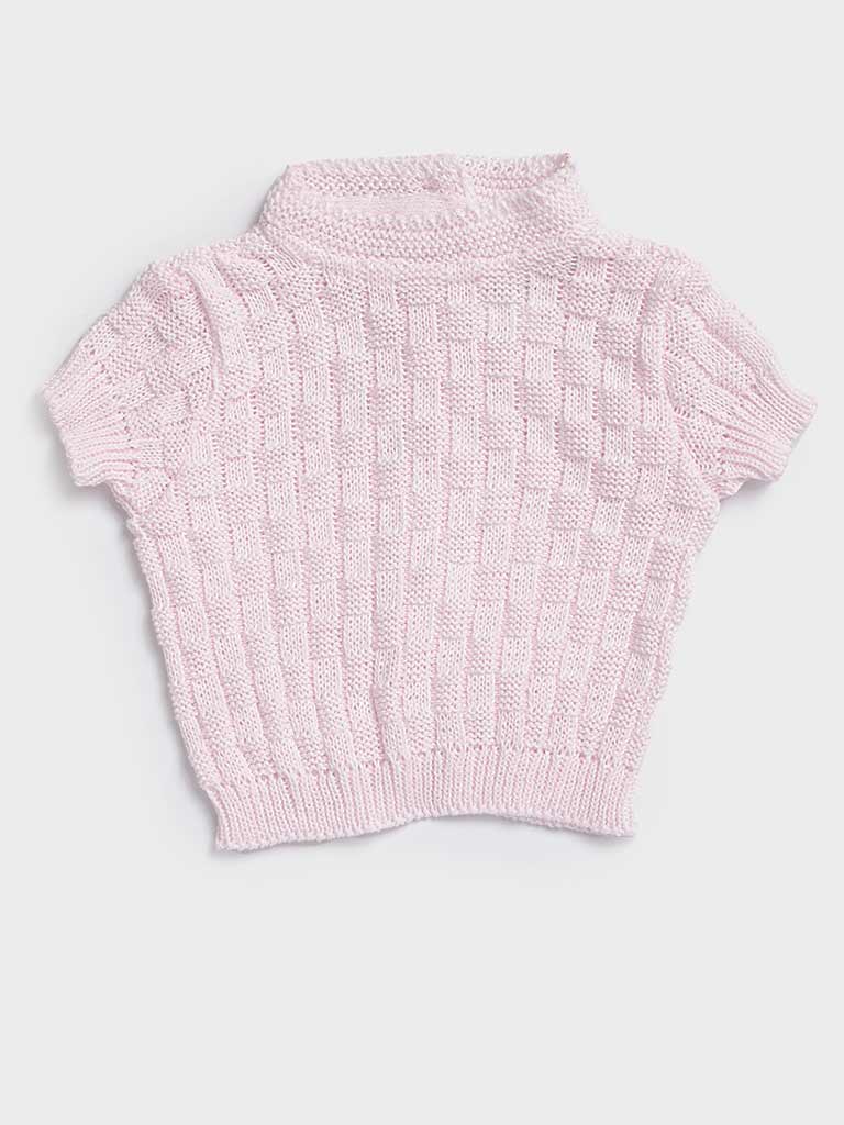 Baby Girl 4-piece Checked Knitted Gift Box Set - Baby Pink