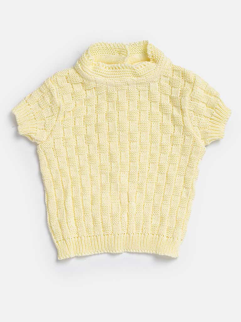 Baby Girl 4-piece Checked Knitted Gift Box Set - Lemon Yellow