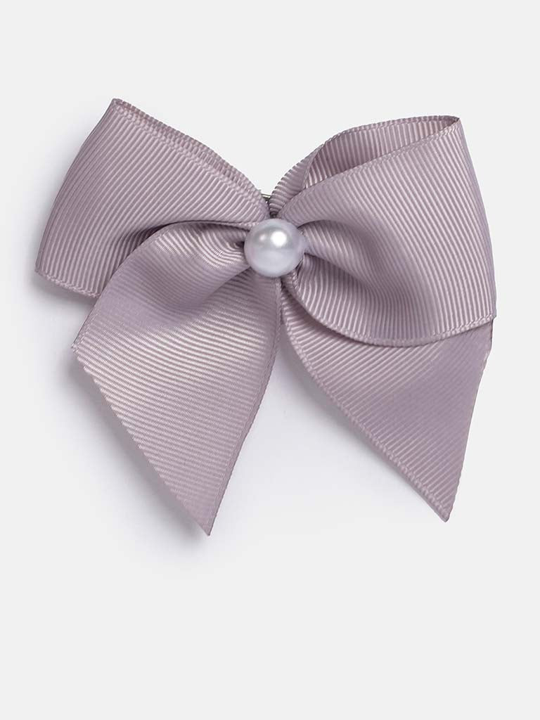 Baby Girl Pearl with Bow Handmade Hairclip-Grey