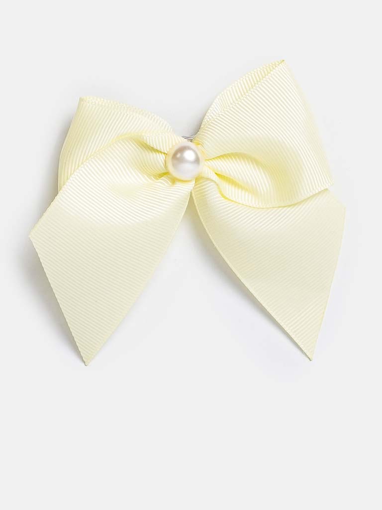 Baby Girl Pearl with Bow Handmade Hairclip-Lemon Yellow