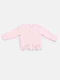 Baby Girl Cardigan with Bows and Lace - Baby Pink