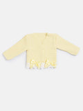 Baby Girl Cardigan with Bows and Lace - Yellow