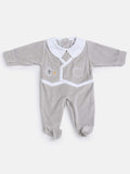 Baby Boy Classic Velvet Sleepsuit - Grey